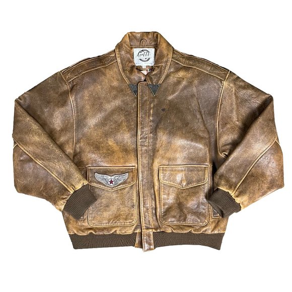 Vintage MENS G-III VINTAGE PEANUT BROWN LEATHER PILOT/FLIGHT JACKET SZ M